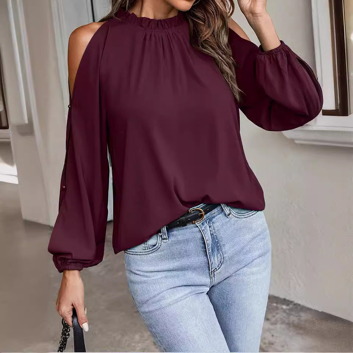 Damen Bluse mit kühlen Schulterdetails und elastischen Ärmeln Drune