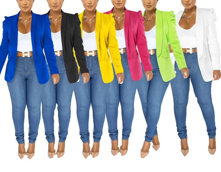 Damen Elegante Blazerjacke mit Puffärmeln und tailliertem Schnitt Drune