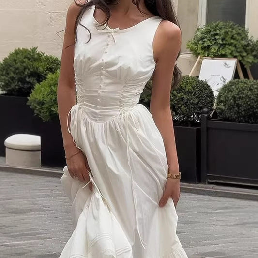Damen Maxikleid mit raffinierten Rüschendetails und taillierter Silhouette Drune