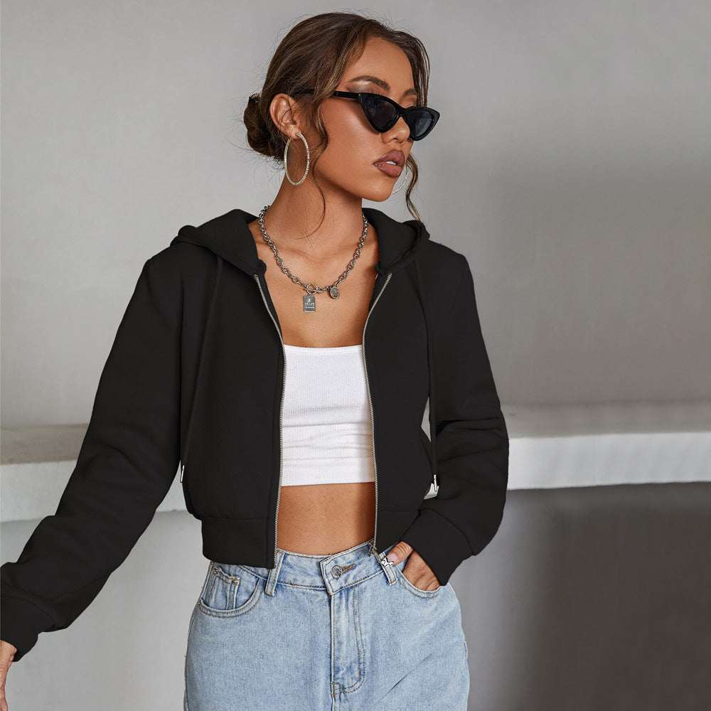 Damen cropped Hoodiejacke mit modischem Schnitt und komfortablem Material Drune