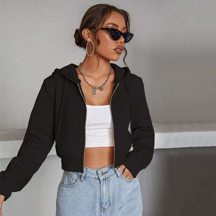 Damen cropped Hoodiejacke mit modischem Schnitt und komfortablem Material Drune