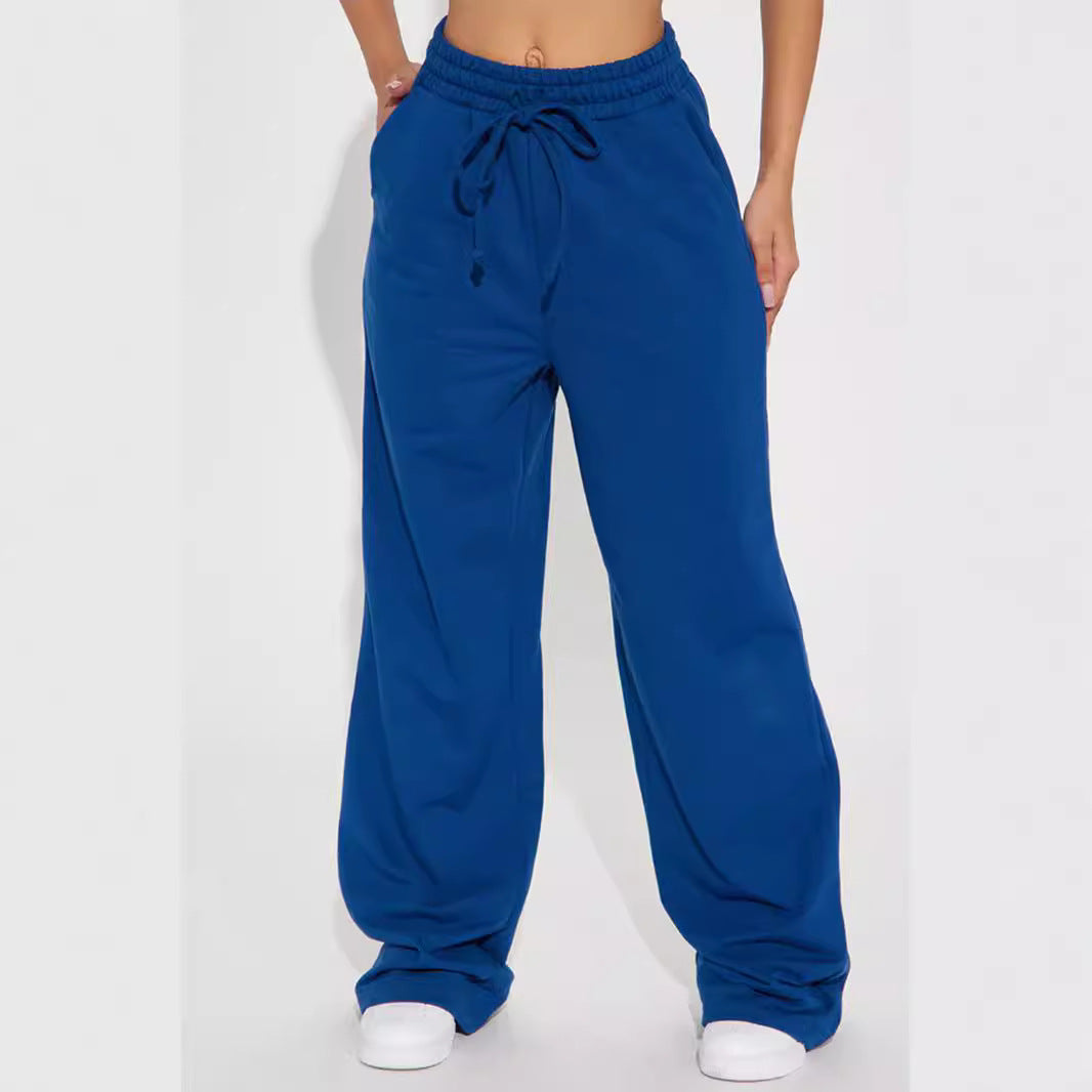 Damen weite Sweatpants mit elastischem Bund und Kordelzug Drune