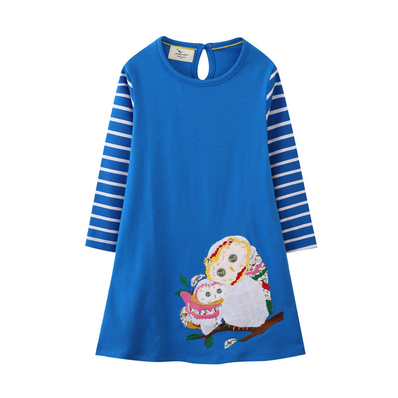 Mädchen Freizeitkleid mit niedlichem Eulenmotiv Drune