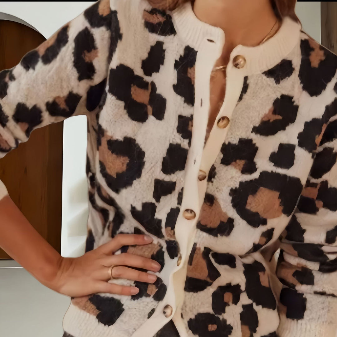 Damen Modische Jacke mit Tiermuster und gestreiften Ärmeln Drune