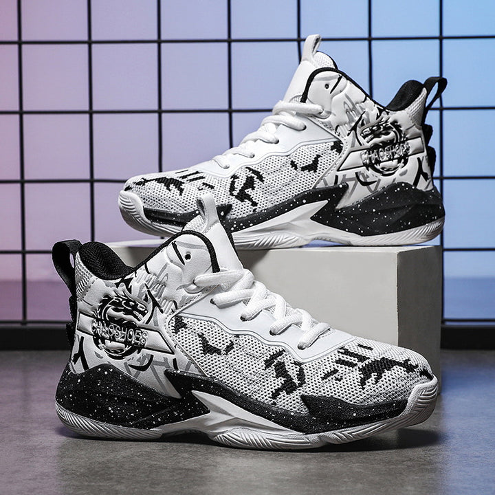 Herren High-Top Basketball-Sneaker mit gestricktem Mesh-Obermaterial, stabiler Fersenkappe und griffiger Profillaufsohle Drune
