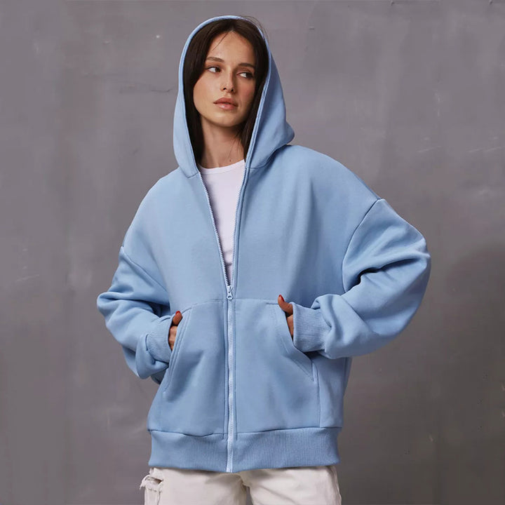 Damen Hoodie mit oversized Passform und durchgehendem Reißverschluss Drune