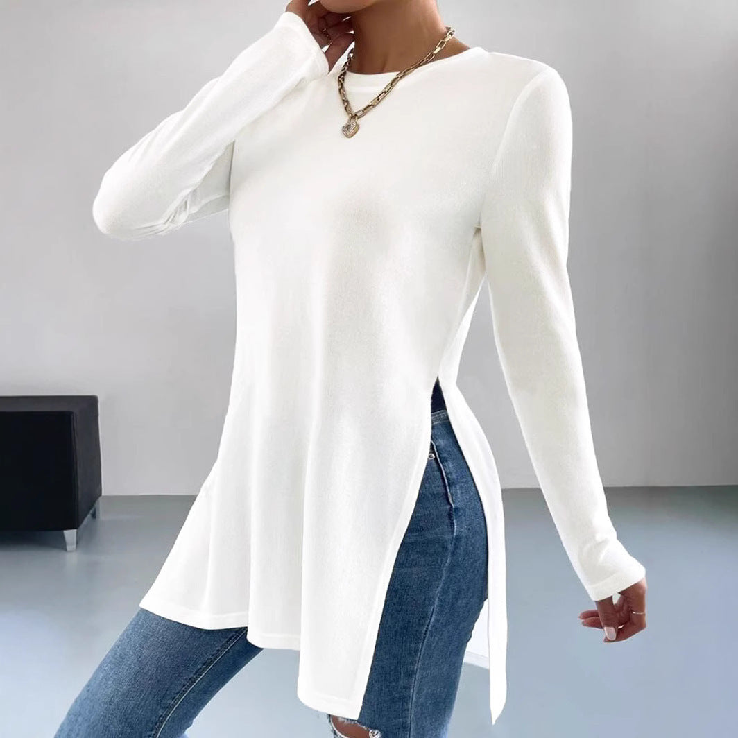 Damen Oversized Longsleeve Shirt mit seitlichen Schlitzen Drune