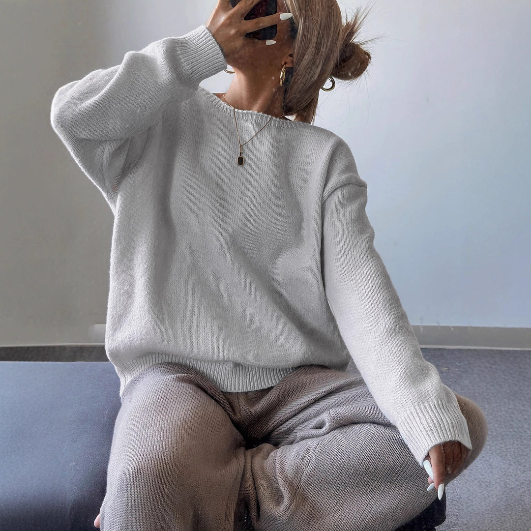 Damen modischer Strickpullover mit V-Ausschnitt und Schleifendetails Drune