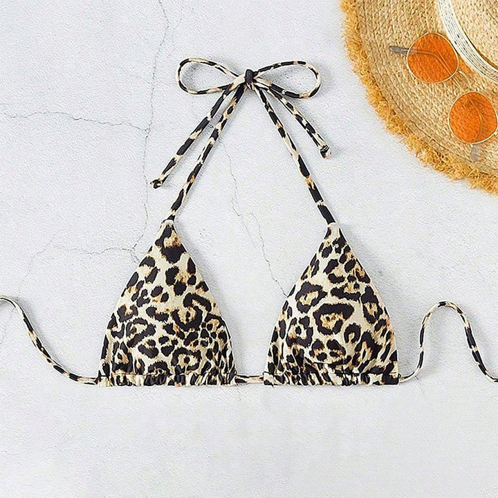 Damen Triangel-Bikini mit modischem Leopardenmuster und verstellbaren Trägern Drune