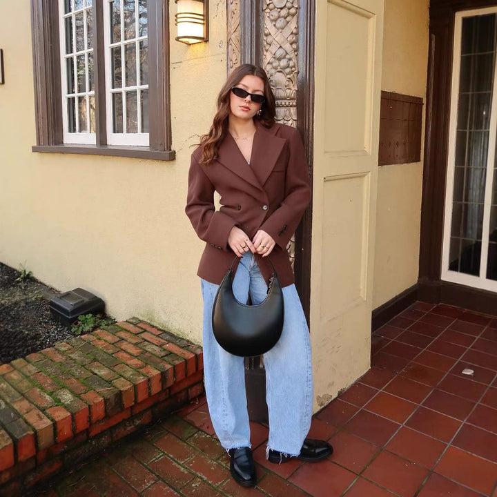 Damen elegante Blazerjacke mit doppelt geknöpften Details Drune