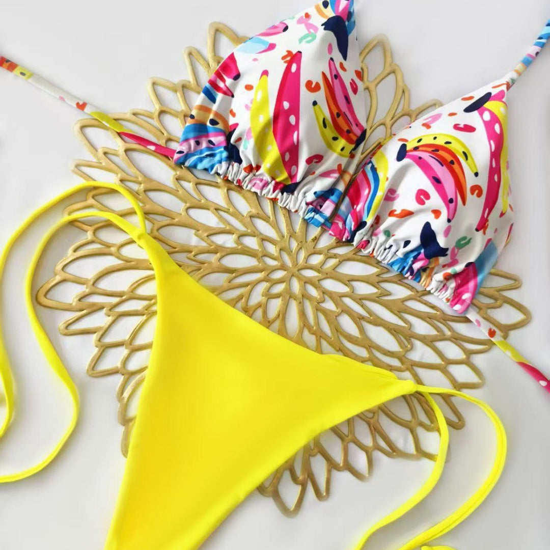 Damen Triangel-Bikini mit floralem Detail Drune