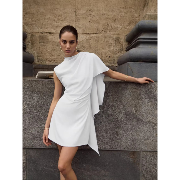 Damen elegantes Wickelkleid mit asymmetrischem Saum und raffinierter Drapierung Drune
