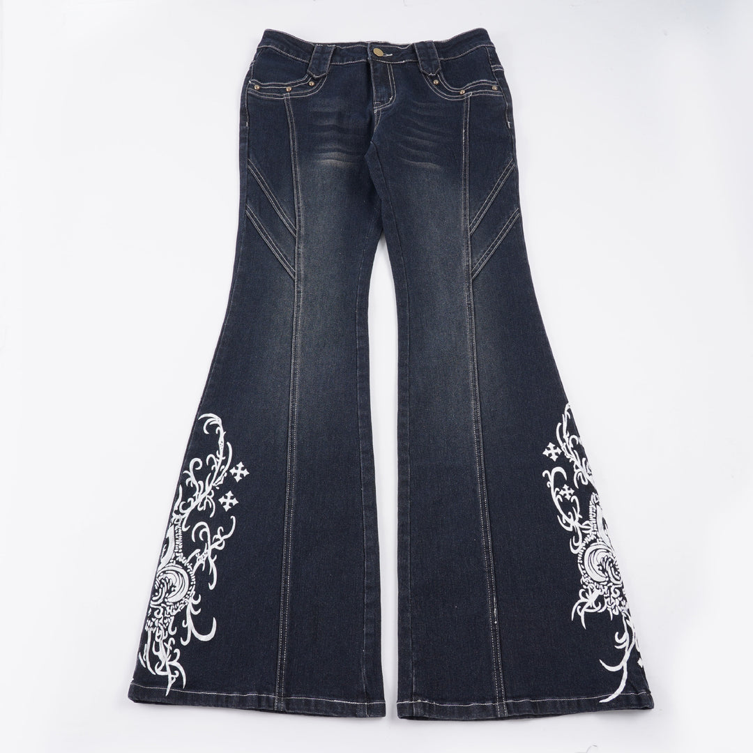 Damen Bootcut-Jeans mit kunstvollen Stickdetails Drune