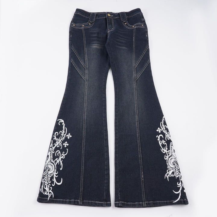 Damen Bootcut-Jeans mit kunstvollen Stickdetails Drune
