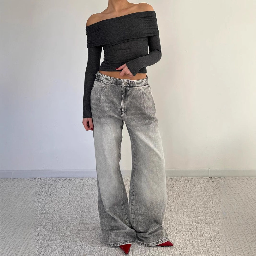 Damen Lässige Jeans mit weitem Schnitt Drune