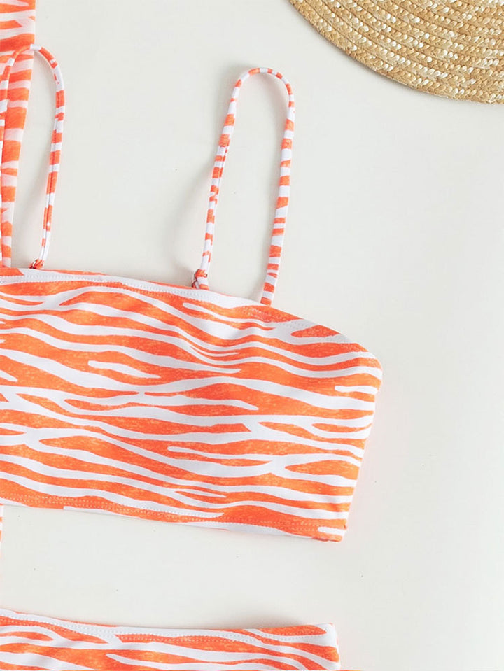 Damen Zweiteiliges Crop-Top und Rock-Set mit Zebra-Muster Drune