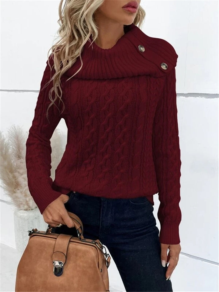 Damen Strickpullover mit oversized Kragen Drune