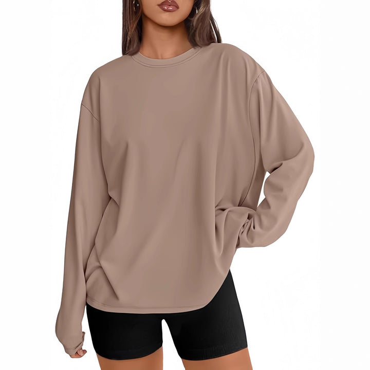 Damen Lässiges Sweatshirt mit übergroßen Ärmeln und Rundhalsausschnitt Drune