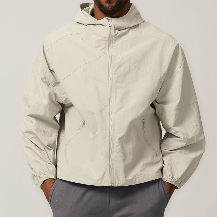 Herren Leichte Windjacke mit regulierbarem Kragen und seitlichen Reißverschlusstaschen Drune