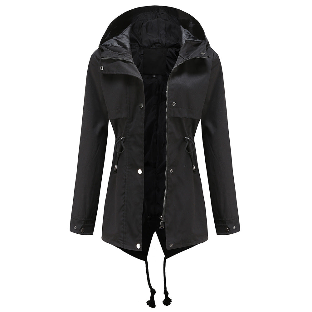 Damen nan wasserabweisender Parka mit taillenkordel und asymmetrischem Saum Drune