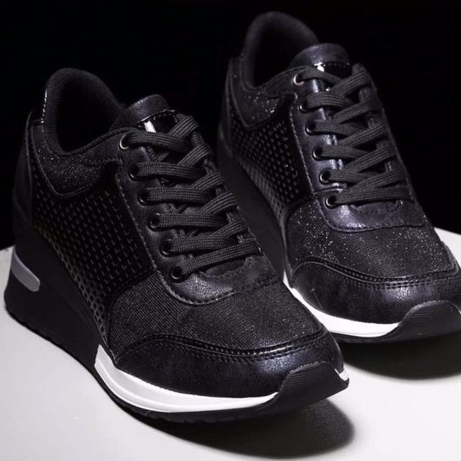 Damen modische Wedge-Sneaker mit stylishem Tiermuster und atmungsaktiver Oberfläche Drune