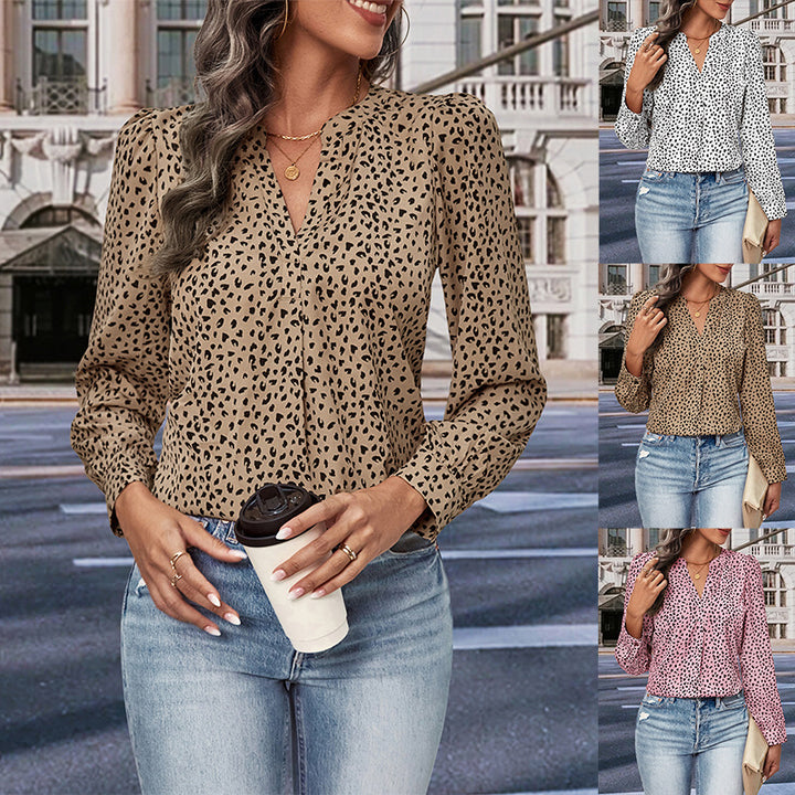 Damen Bluse mit modernen Punkte-Design und eleganten Rüschen Drune
