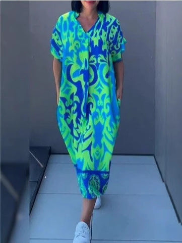 Frauen's Lebhaftes Gemustertes Kaftankleid Drune