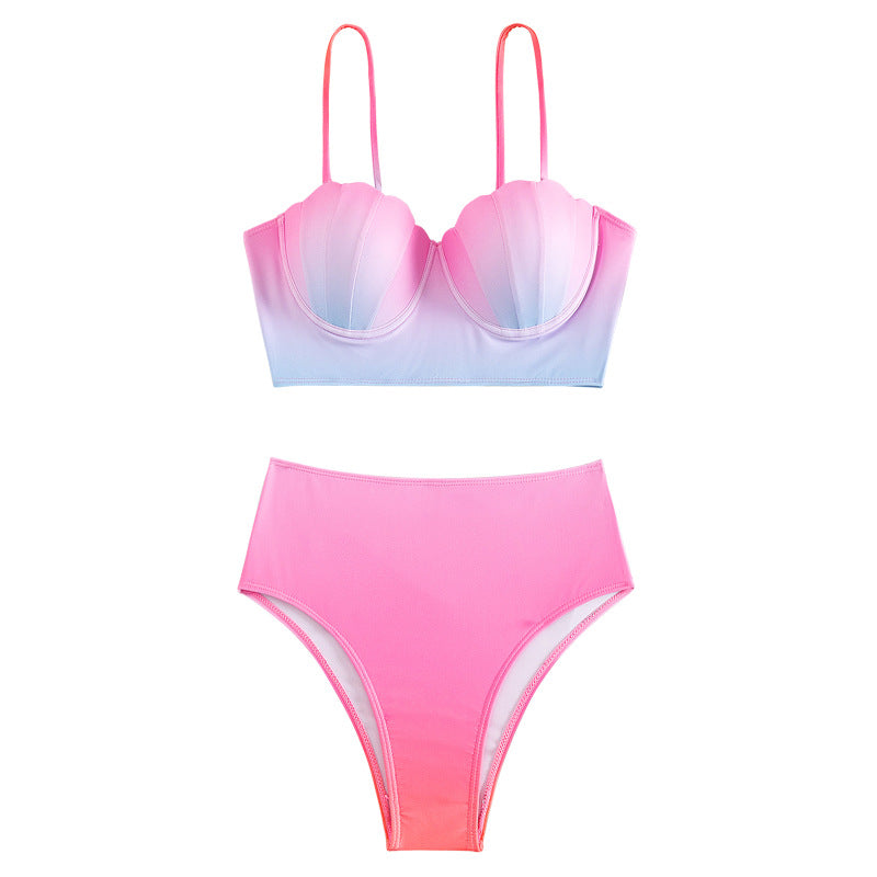Damen Bikini-Oberteil mit Muschelform und hohem Bund Drune