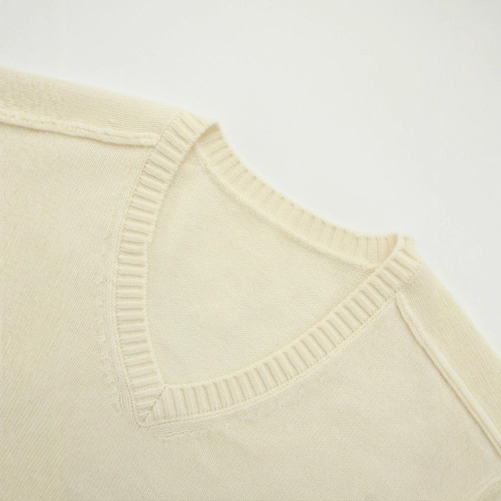 Damen feiner V-Ausschnitt Pulli aus hochwertiger Wolle Drune