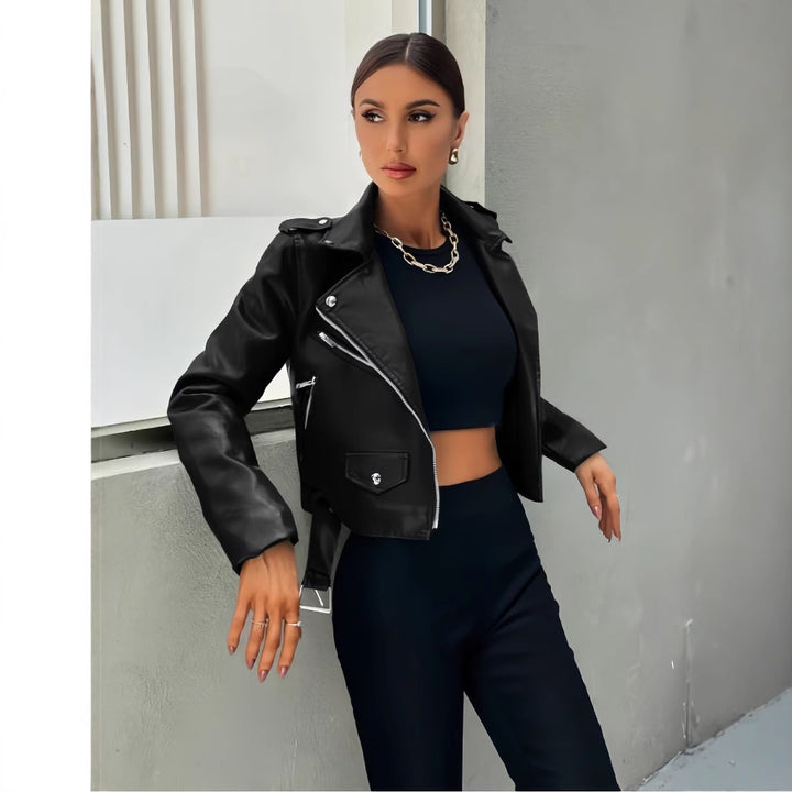 Damen cropped Bikerjacke Drune