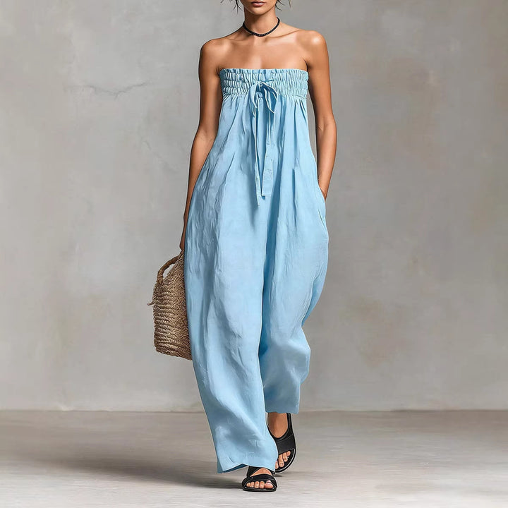 Damen Lässiges Jumpsuit mit elastischem Oberteil und weitem Bein Drune