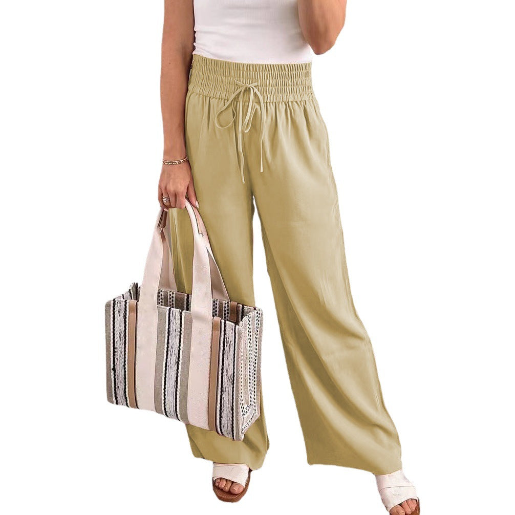 Damen Bequeme und lässige Palazzo-Hose mit Kordelzug Drune