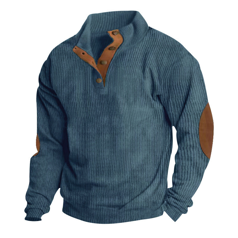 Herren Wellenstruktur-Pullover mit Lederakzenten Drune