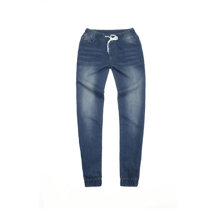 Damen nan schmal geschnittene Denim-Jogginghose mit Elastikbund, Tunnelzug und elastischen Beinbündchen Drune