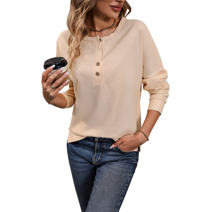 Damen Langarmshirt mit Knopfleiste und strukturiertem Design Drune