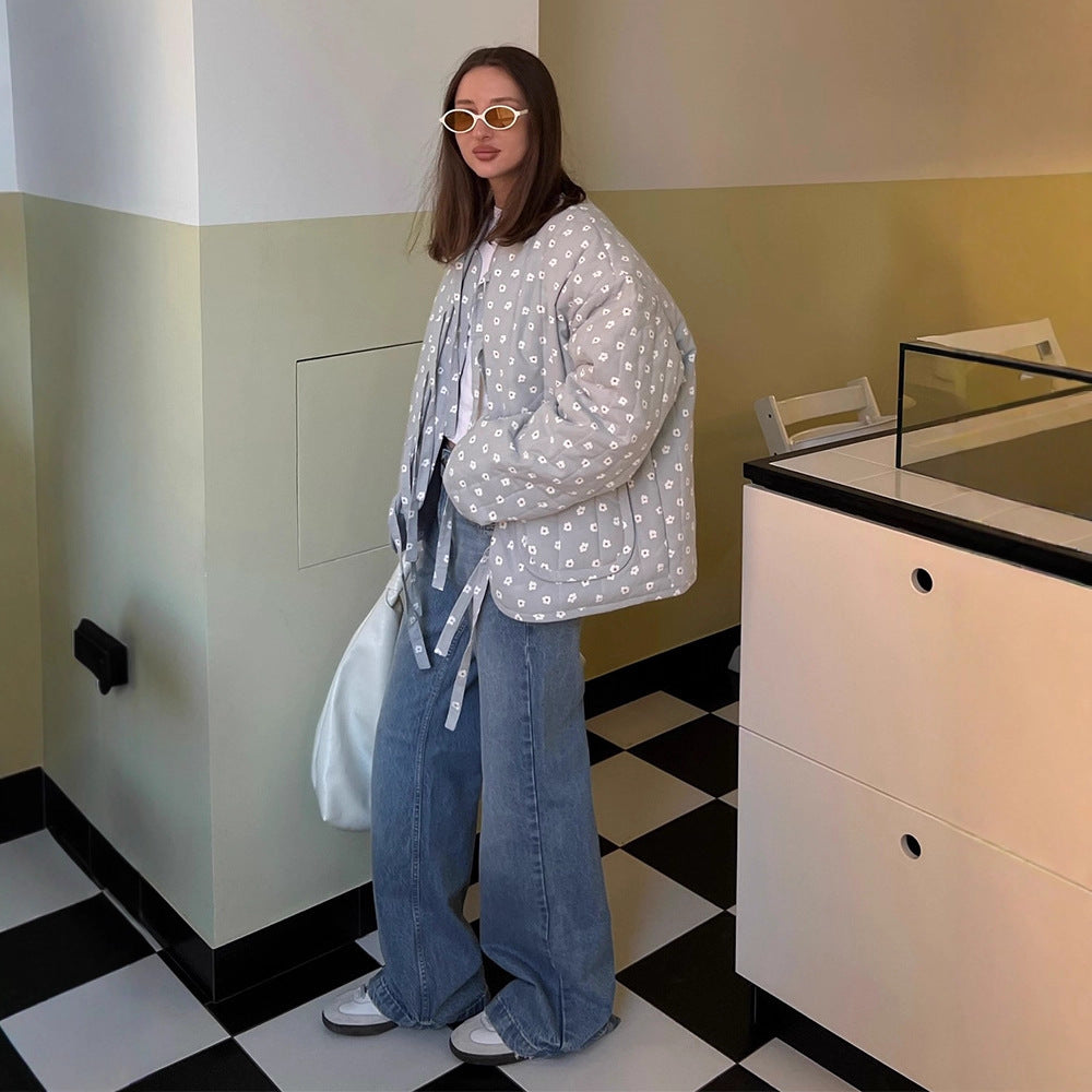 Damen Steppjacke mit großflächigen Punkten und lockerer Passform Drune