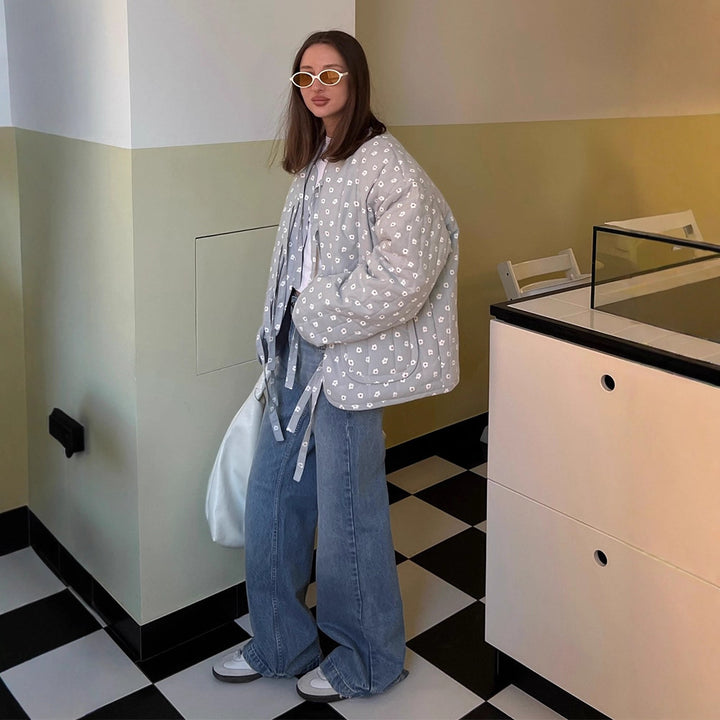 Damen Steppjacke mit großflächigen Punkten und lockerer Passform Drune