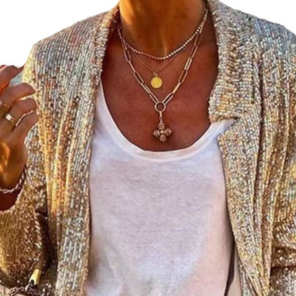 Damen Glitzernde Abendjacke mit elegantem Schnitt und luxuriösen Details Drune