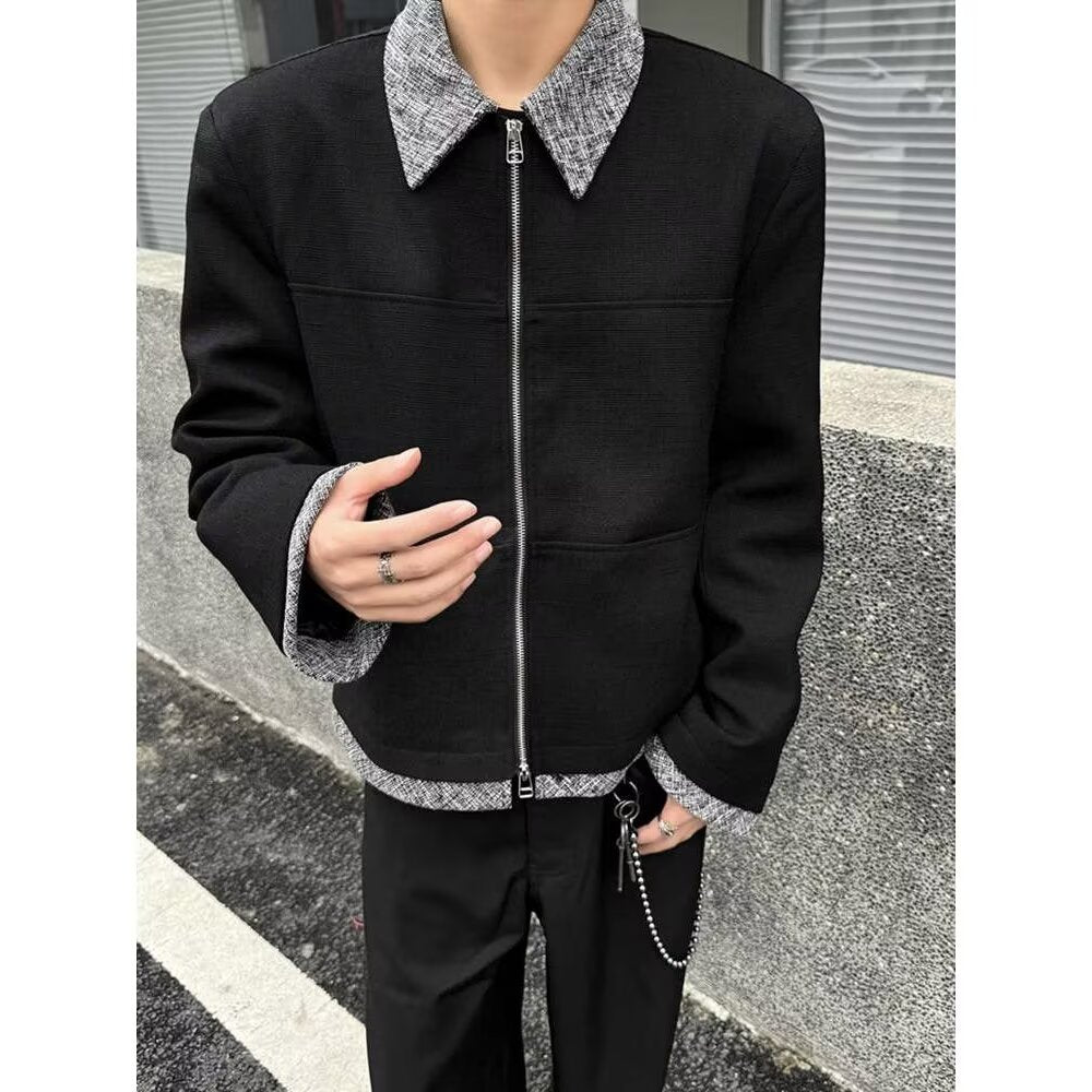 Herren moderne Übergangsjacke mit praktischen Taschen und stylishem Kragen Drune