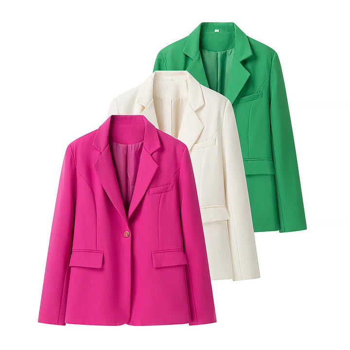 Damen elegante Blazerjacke mit strukturiertem Design und praktischen Taschen Drune