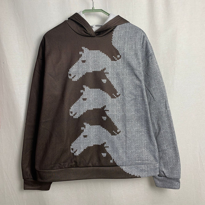 Damen Gemütlicher Hoodie mit Pferdemotiv Drune
