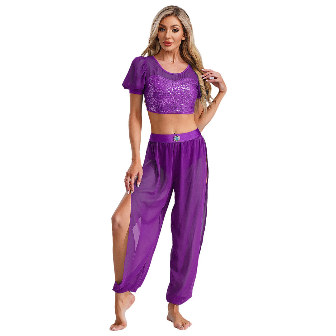 Damen Crop-Top und transparente Hose Set Drune