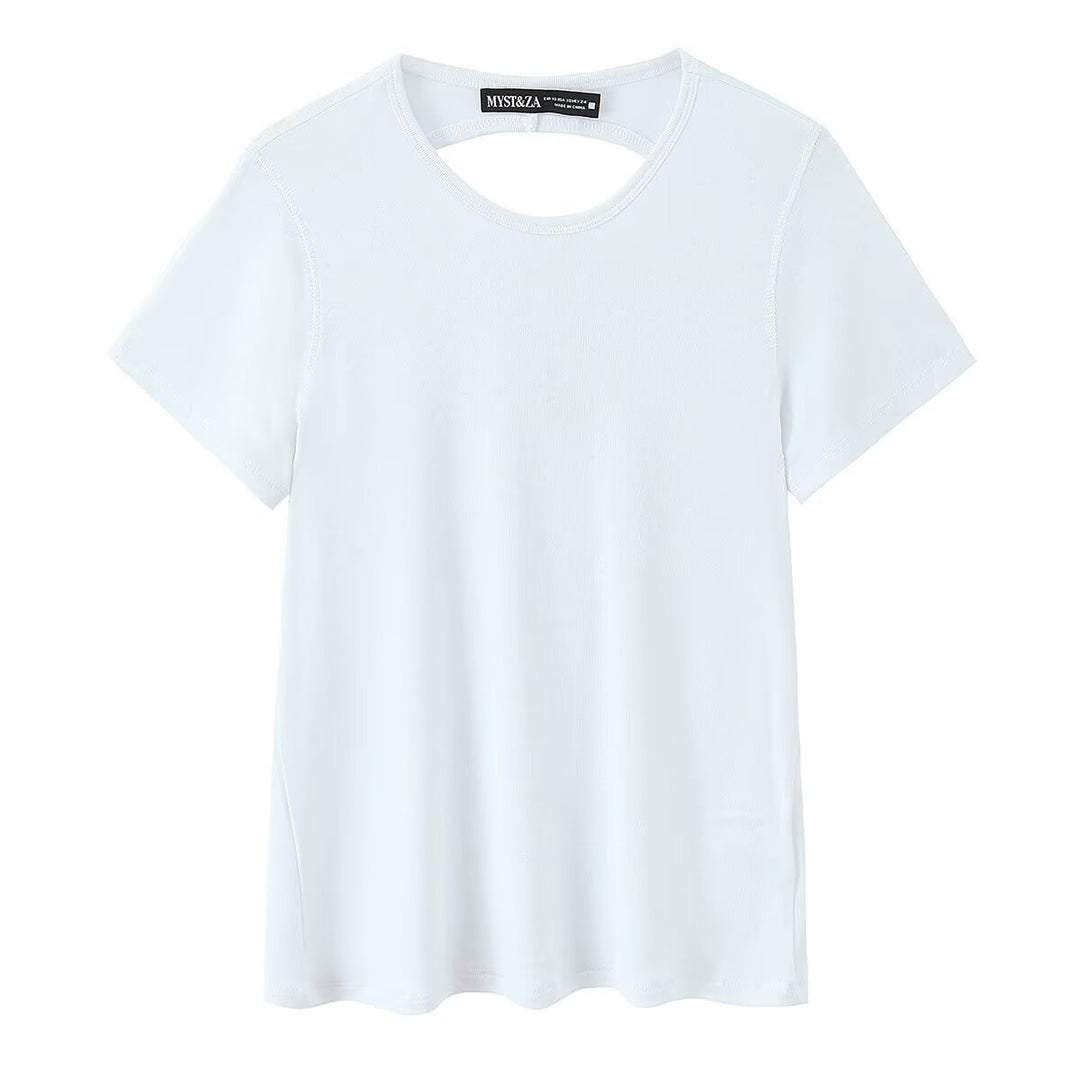 Damen Sportliches T-Shirt mit modischem Rückenausschnitt Drune