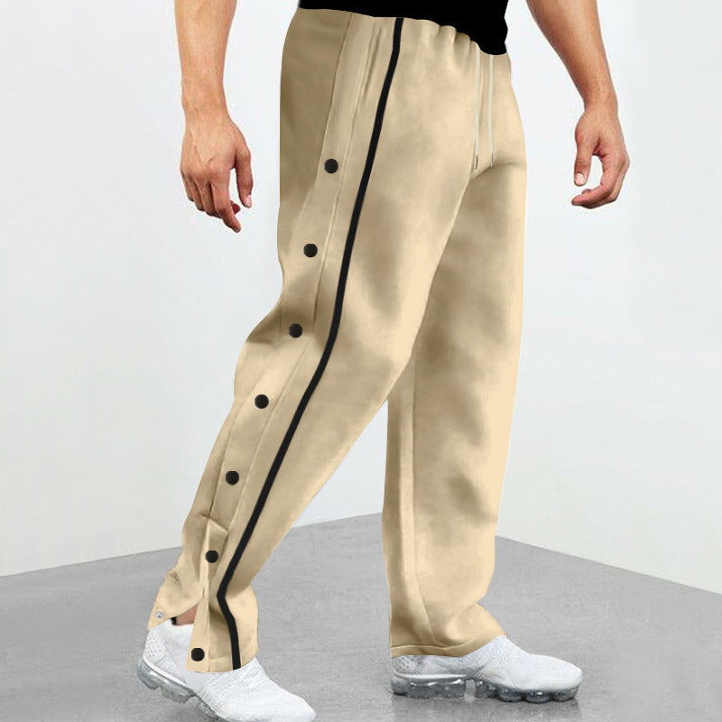 Herren nan Snap-Trackhose mit seitlichen Druckknöpfen, kontrastierendem Seitenstreifen und elastischem Kordelbund Drune