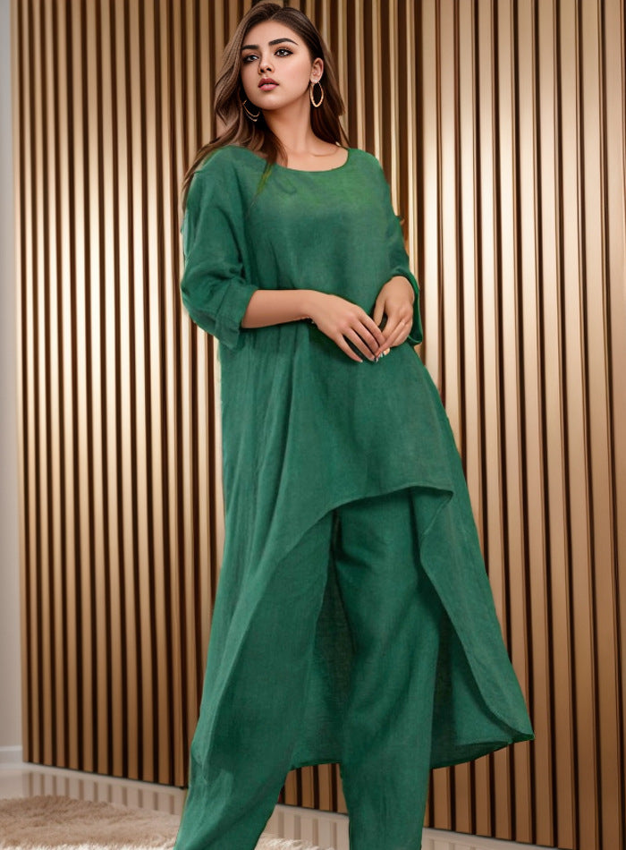 Damen Elegante Leinenbluse mit asymmetrischem Schnitt und lässigem Design Drune