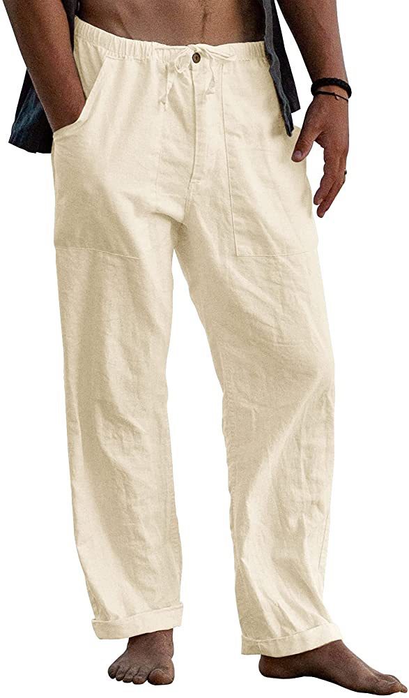 Herren nan leichte Leinenhose mit elastischem Bund und geradem Schnitt Drune