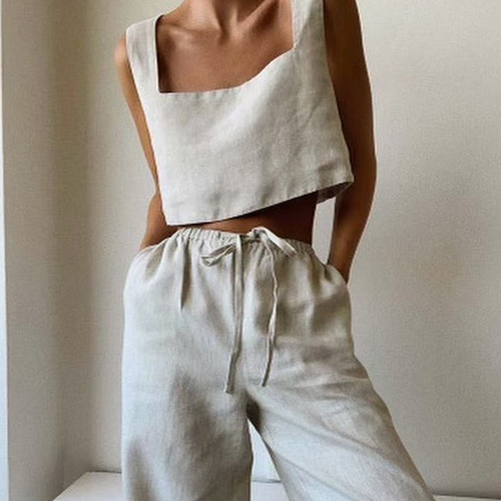 Damen Cropped Top mit quadratischem Ausschnitt und breiten Trägern Drune