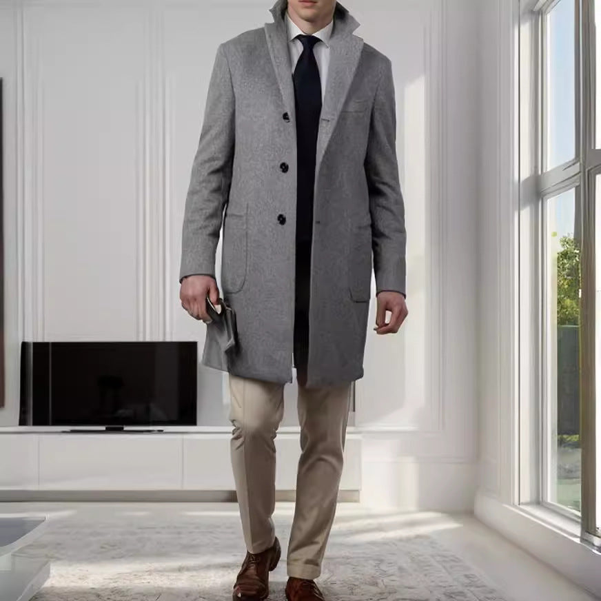 Herren eleganter, langer Wollblazer Drune