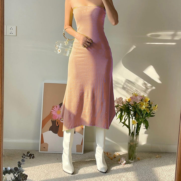 Damen Maxikleid mit schulterfreiem Design und figurschmeichelnder Passform Drune