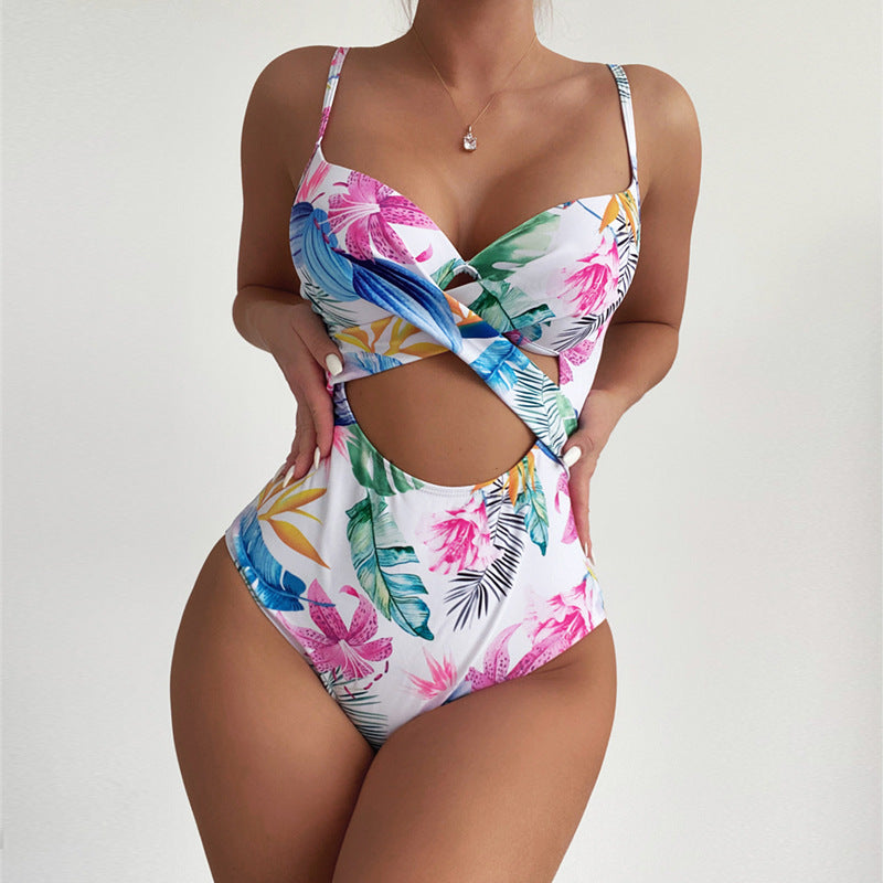 Damen Einteiler-Badeanzug mit elegantem Cut-Out-Design und floralem Muster Drune
